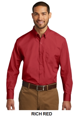 Port Authority Long Sleeve Carefree Poplin Shirt.  PORT A.  W100